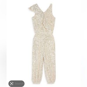 BCBG Girls Champagne Sequin Jumpsuit NWT